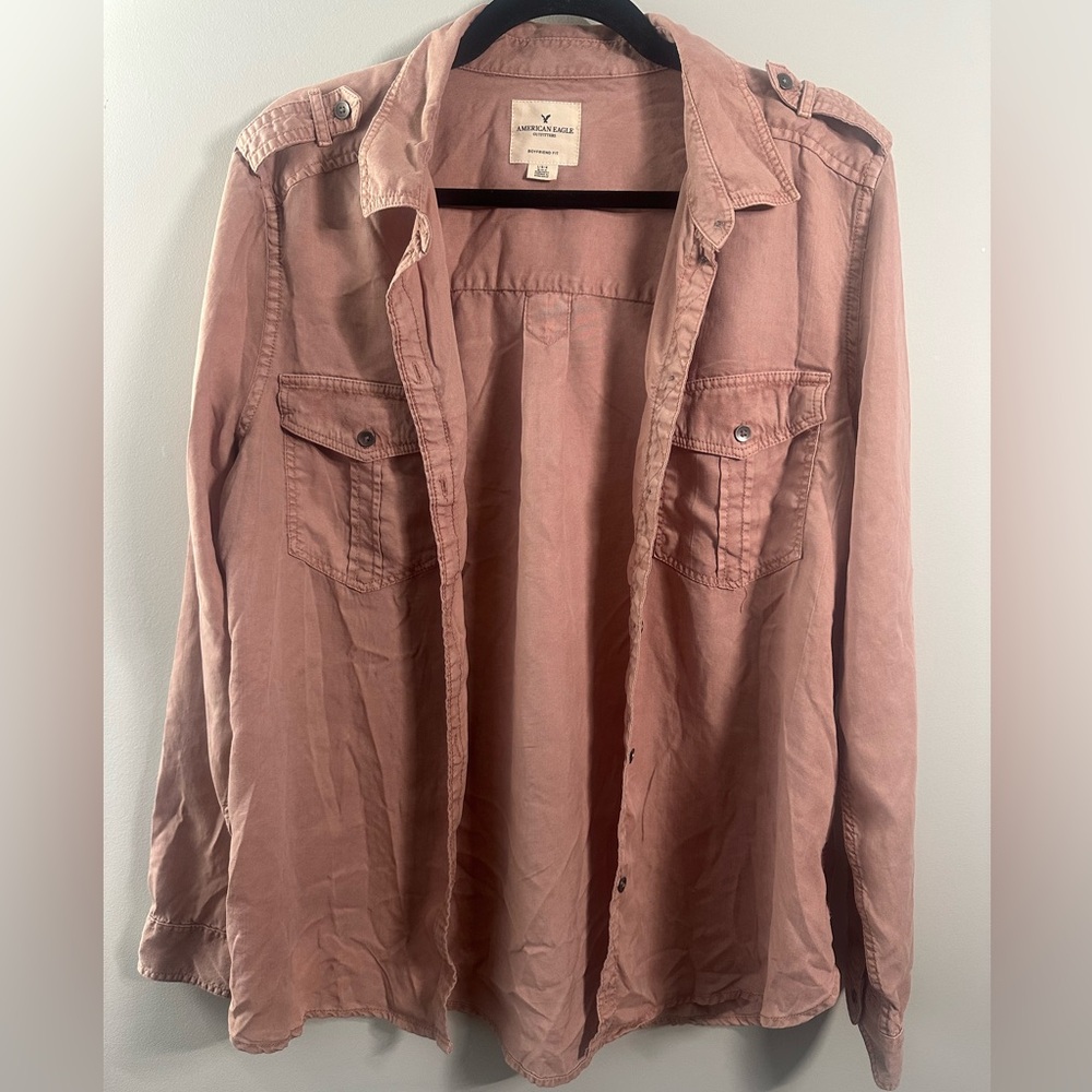 American Eagle Outfitters Dusty Rose Button Up Shirt